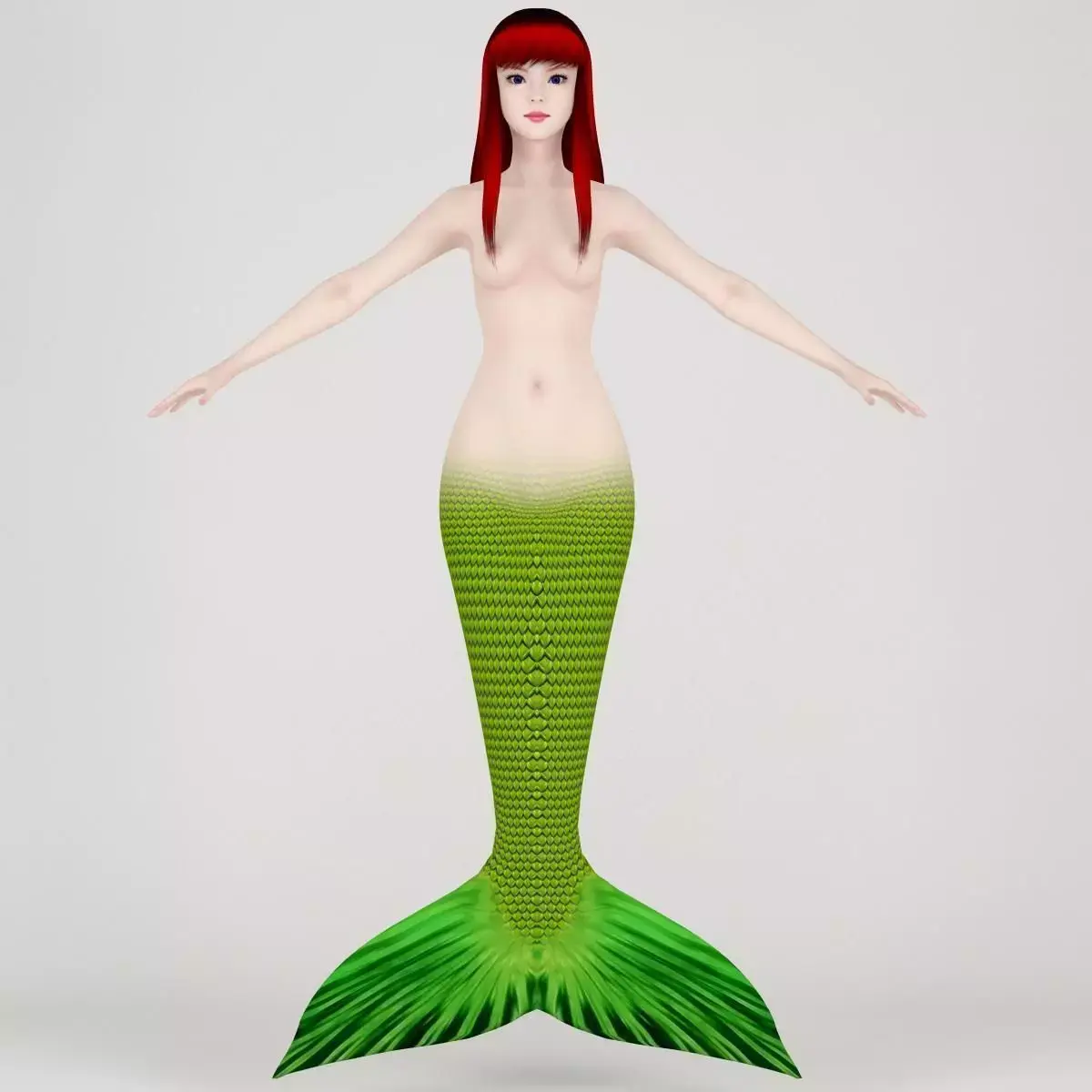  T pose nonrigged model of little mermaid 3D model