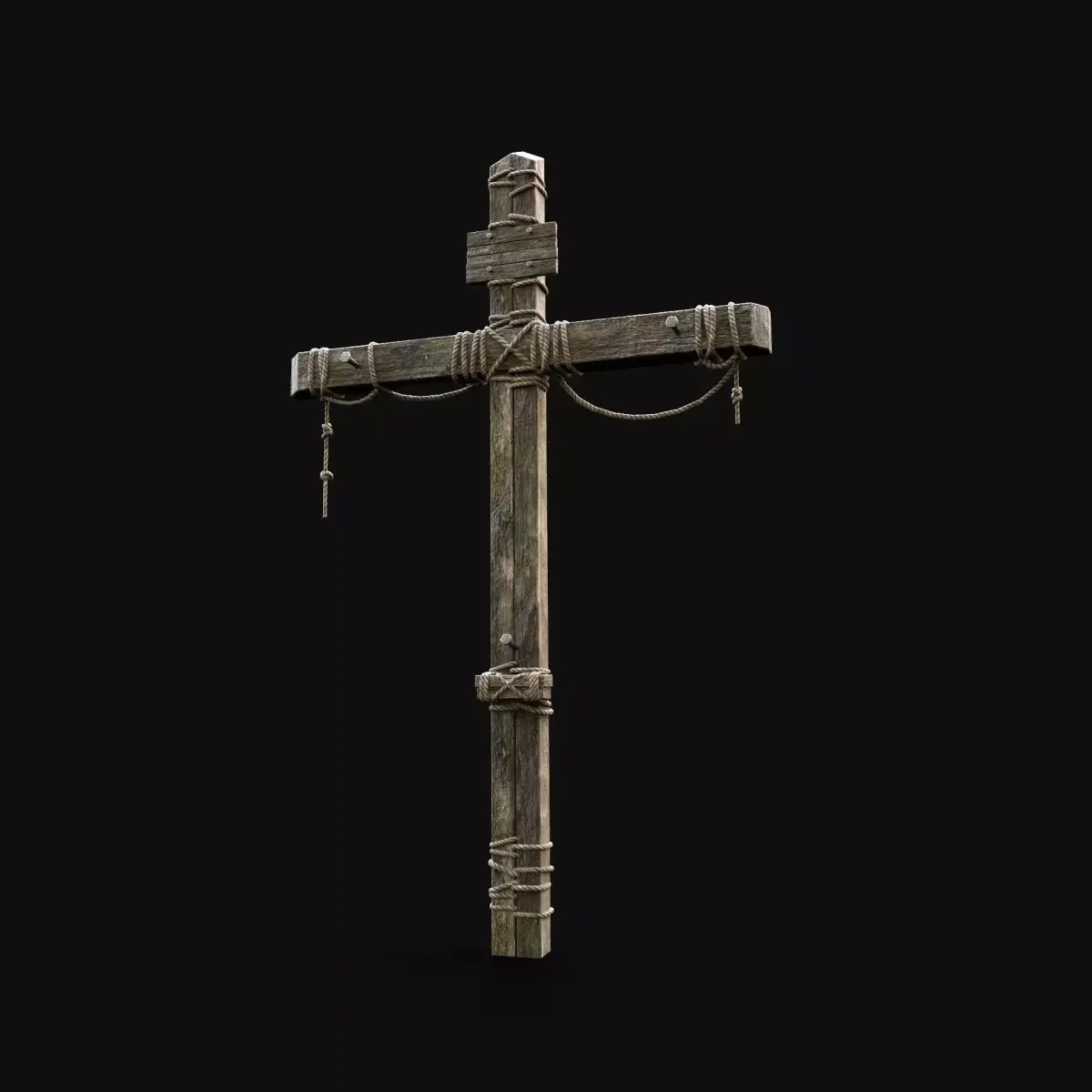 CROSS BIBLICAL JESUS CHRIST GOD SYMBOL WOODEN TORMENT DEVICE Low-poly 3D model