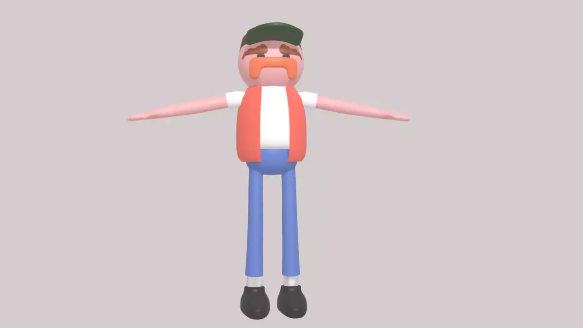 small town or trucker stylo character low poly Low-poly 3D model