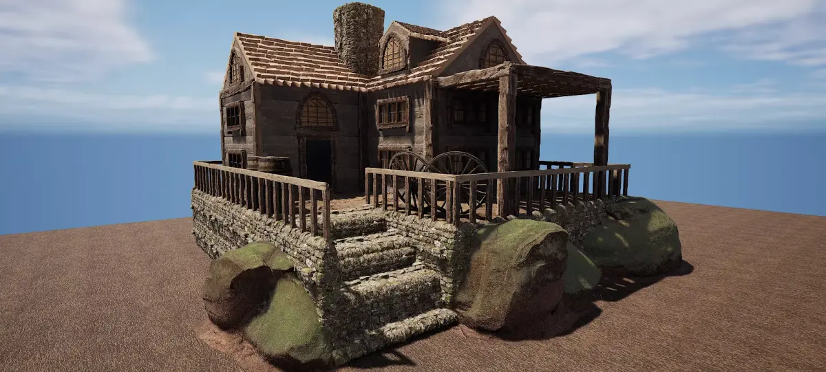 Unique Wooden Medieval Village House  Free 3D model