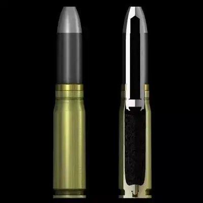 German 20mm MG 151-20 cartridge with cutaway 3D model
