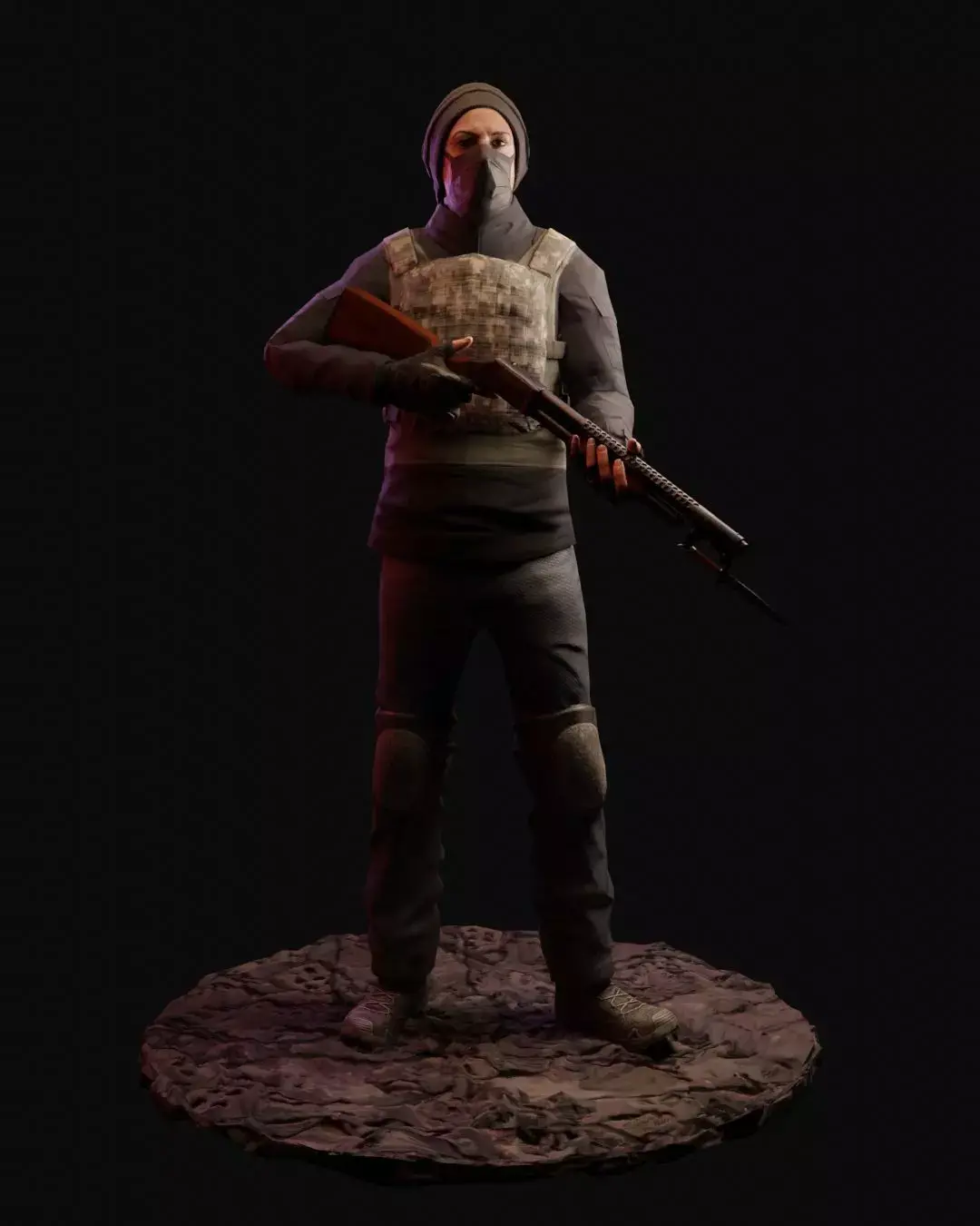 Game-Ready PBR Post-Apocalyptic Survivor  Low-poly 3D model