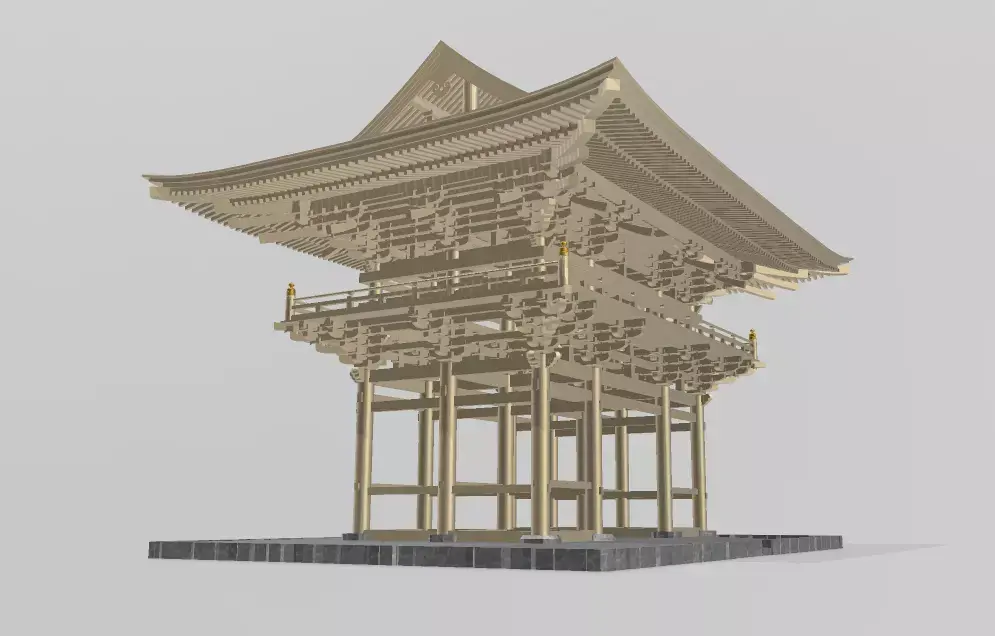 The Great Gate Daimon of Chohoji Temple in Japan Low-poly 3D model