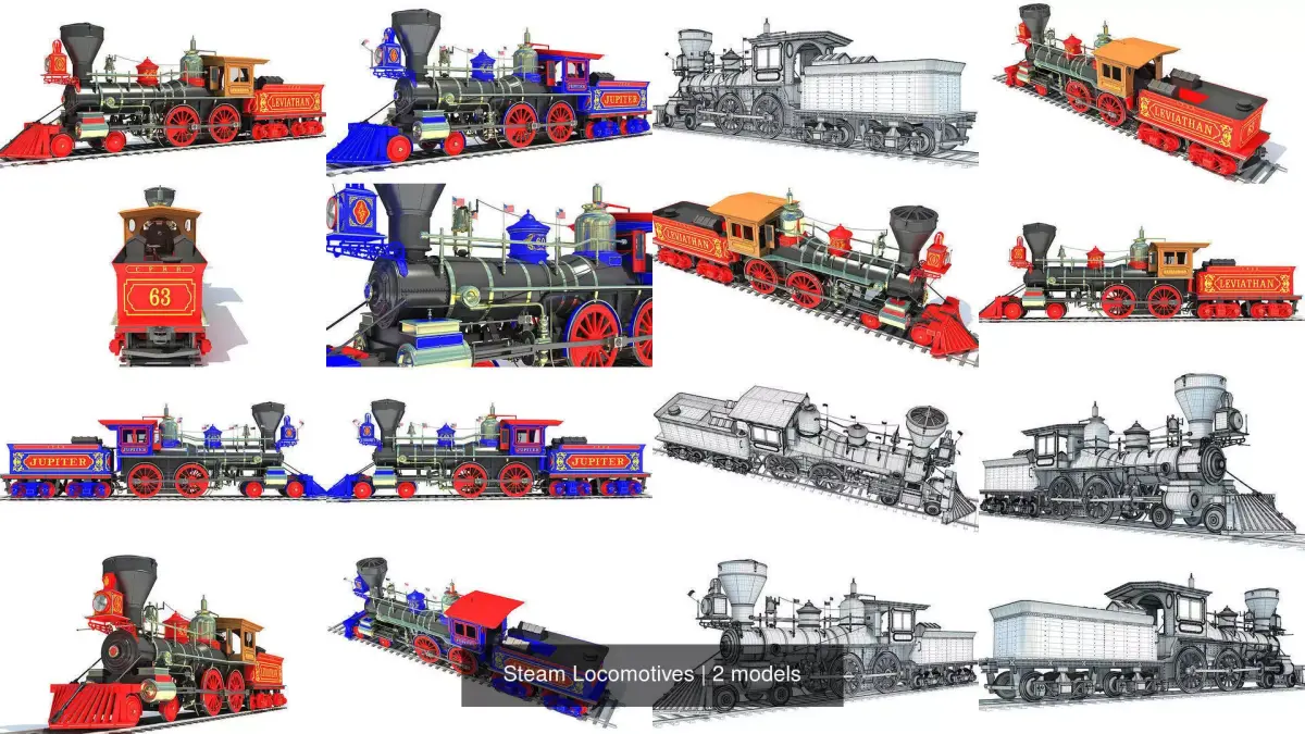 Steam Locomotives 3D Model Pack
