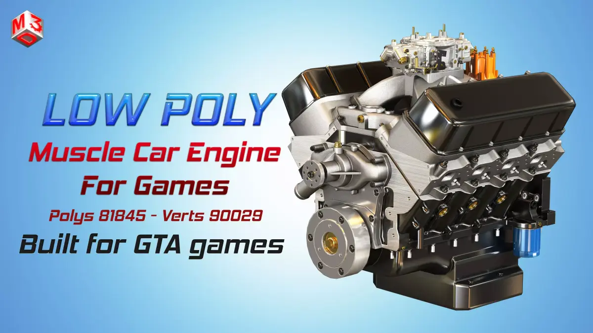 CNC-Motorsports Engine - V8 Muscle Cars Engine Low-poly 3D model