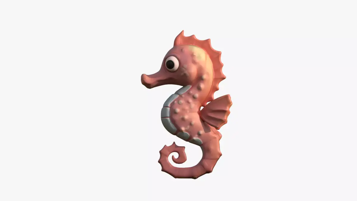 Cartoon Seahorse Low-poly 3D model buy