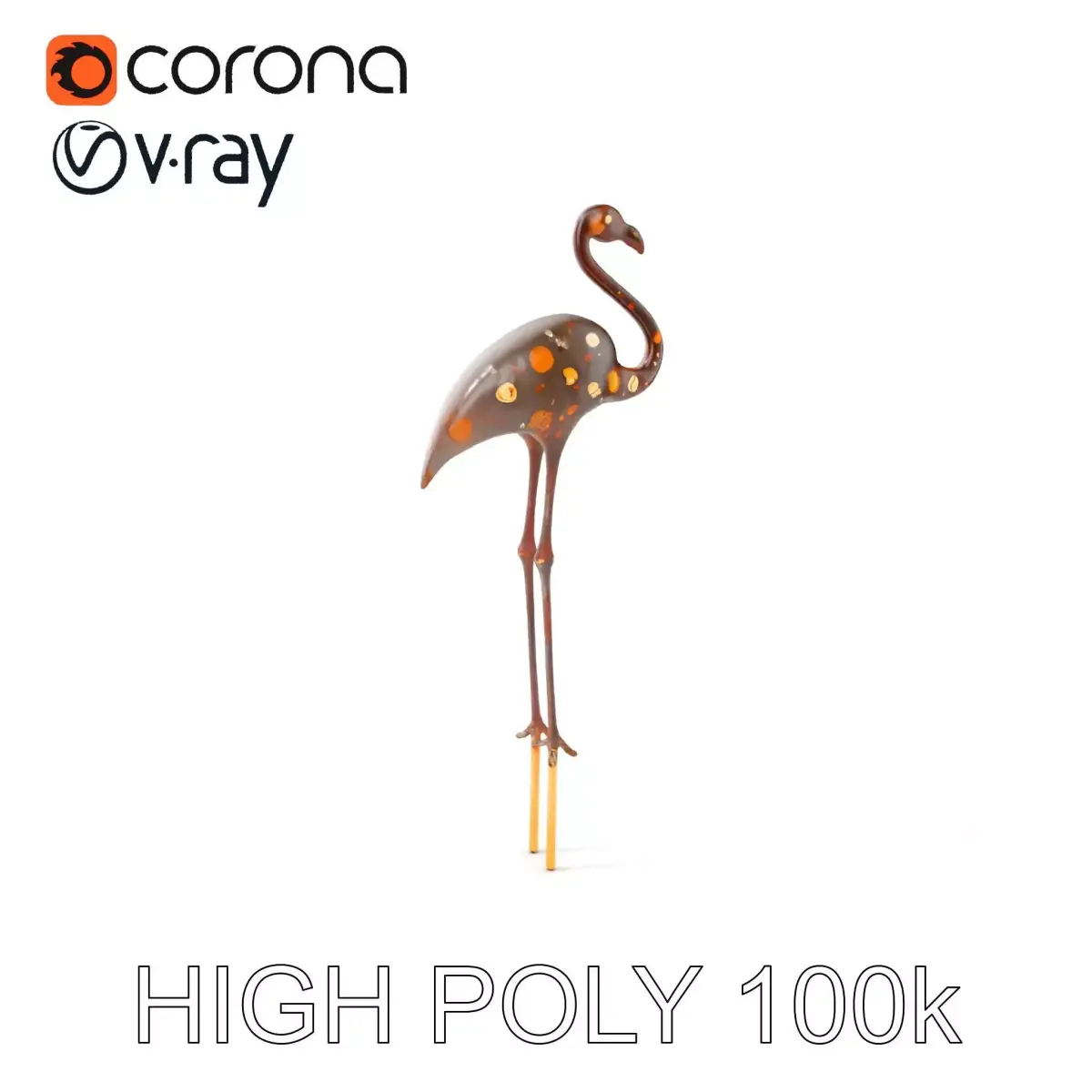 Decorative Flamingo Silhouette Model Pack Low-poly 3D model