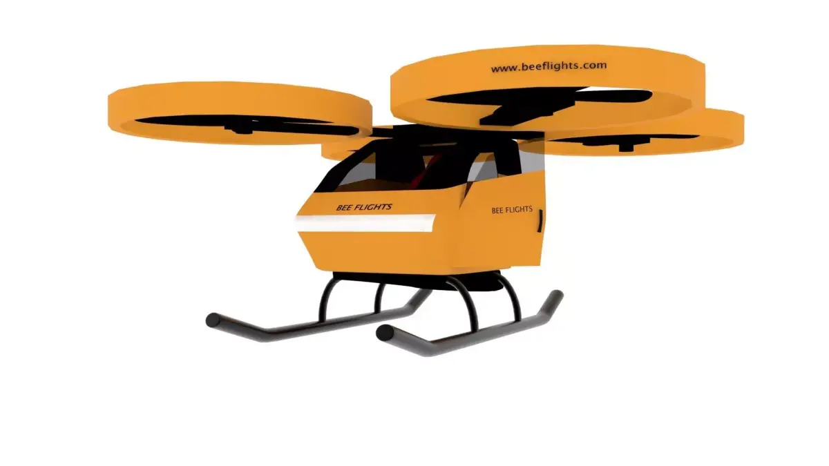 3d drone model with two propellers flying in air 3D print model