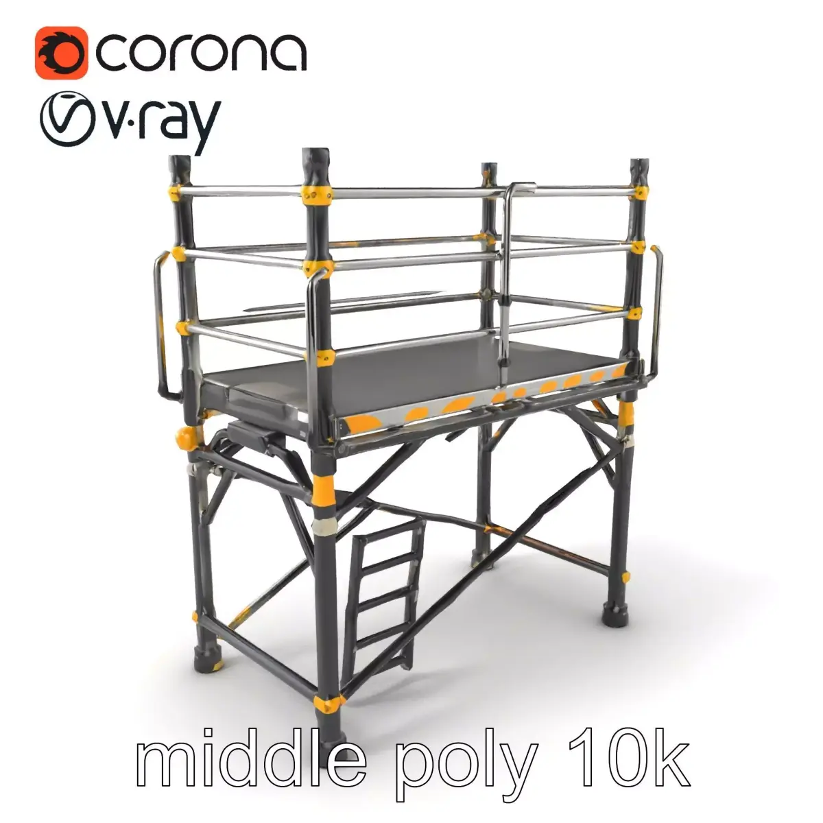 Heavy-duty Industrial Scaffold Ladder model pack Low-poly 3D model