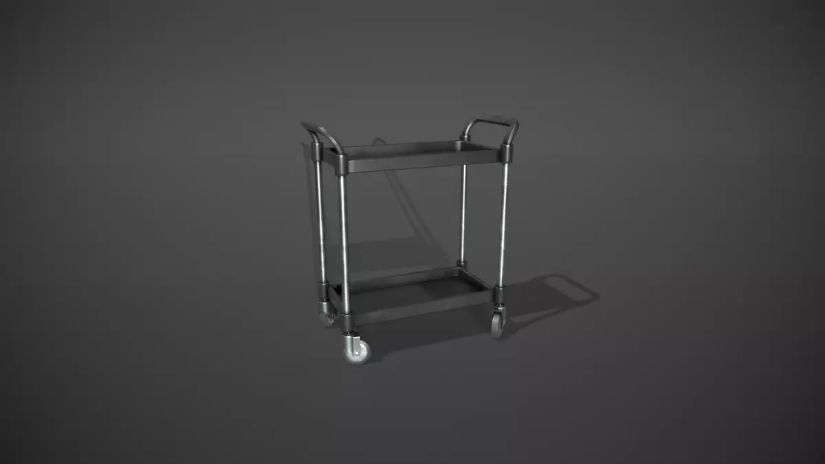 Black Service Cart Low-poly 3D model