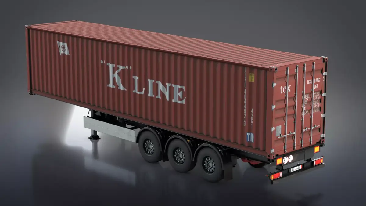 Semi-Trailer Container Low-poly 3D model