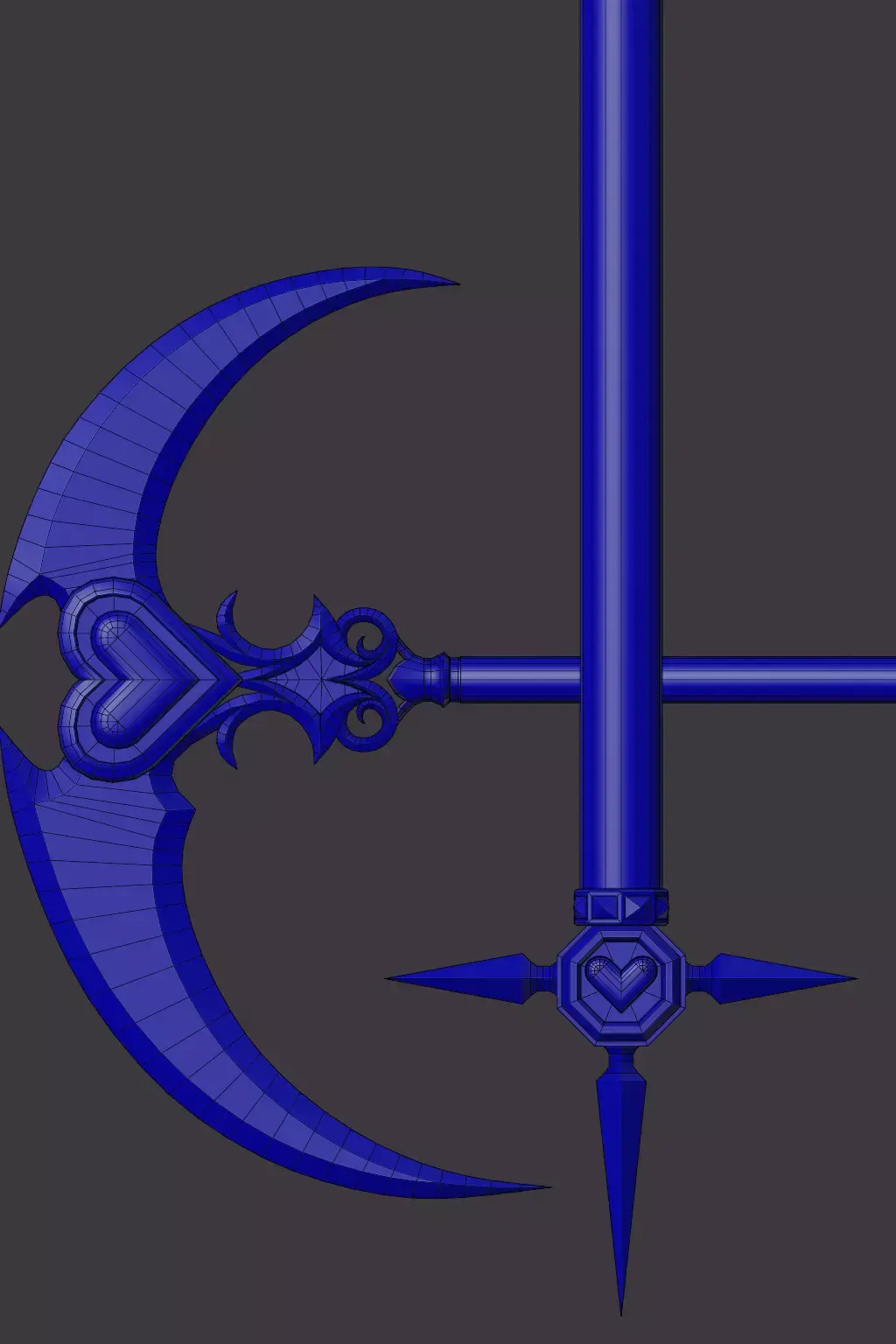 Love Corrupted Scythe Stylized Fantasy Weapon Low-poly 3D model