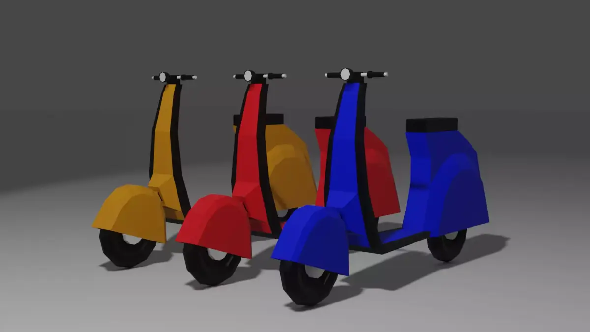 Scooter LowPoly three colorful scooters Low-poly 3D model