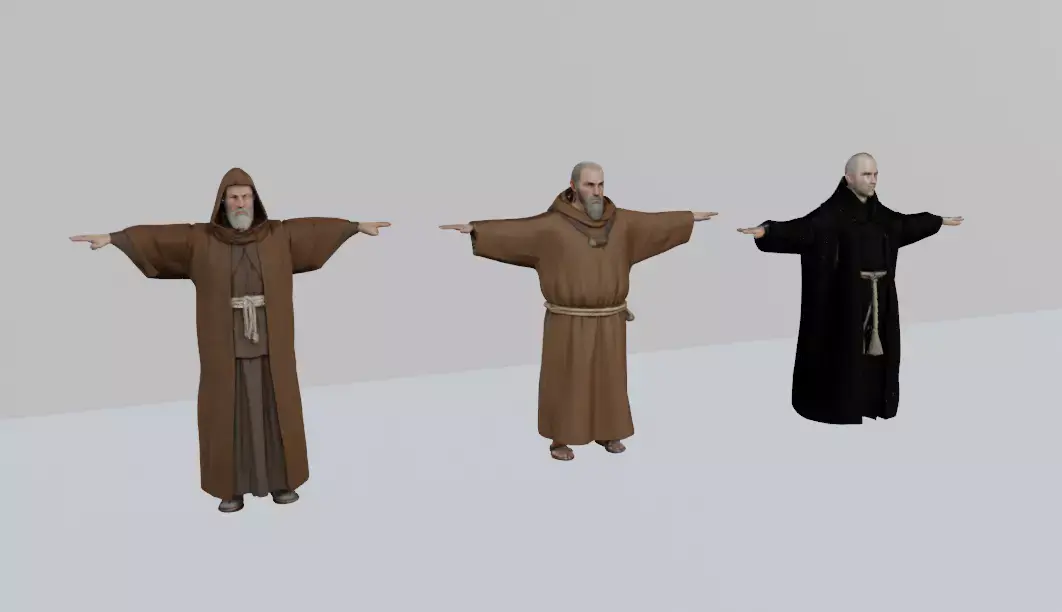 Medieval Monk Pack 3D model