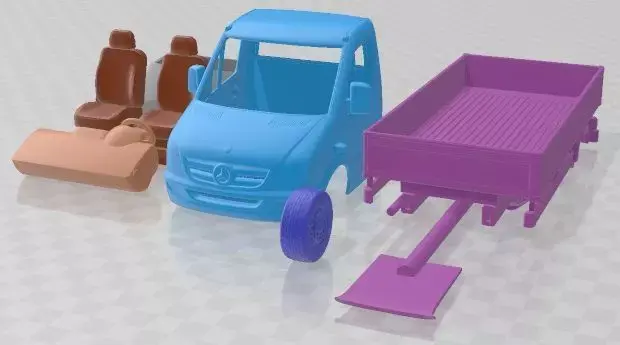 Mercedes Benz Sprinter Pickup 2002 Printable Truck 3D print model