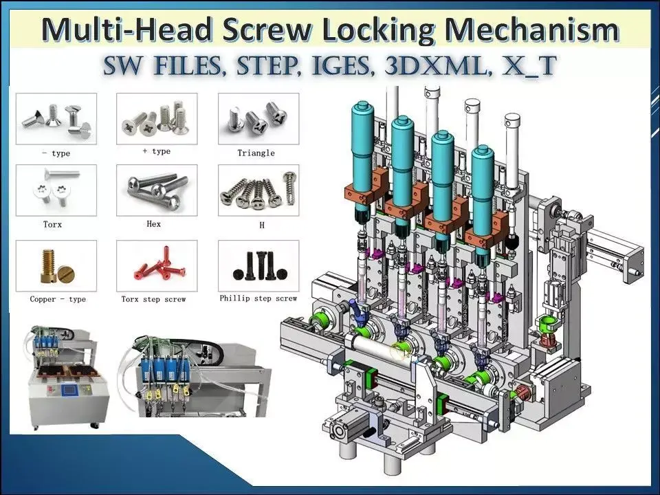 Multi-Head Automatic Screw Locking Machine Mechanism 3D model