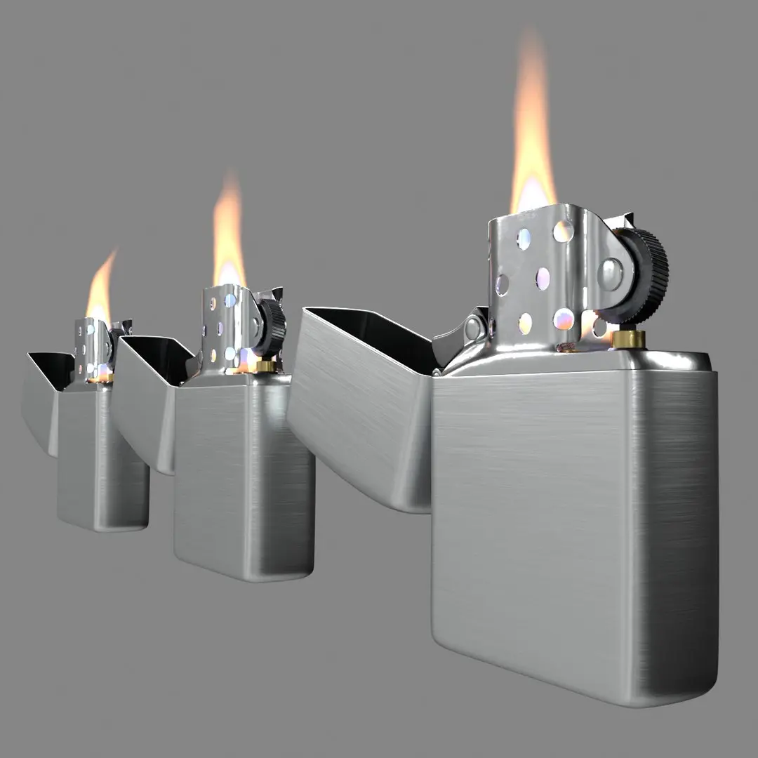 Classic Oil Lighter with Flame VDB for Blender 3D model