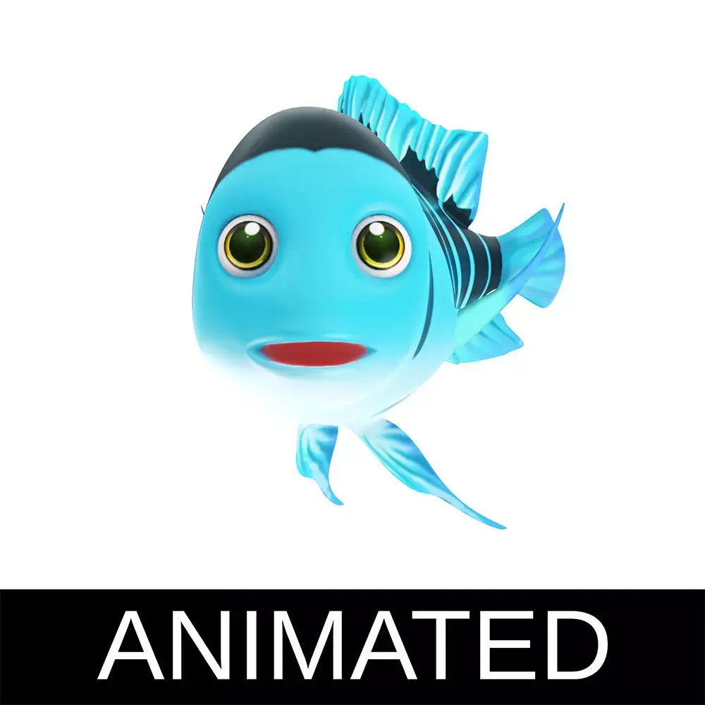 Humphead Cichlid Fish Cartoon Animated Low-poly 3D model