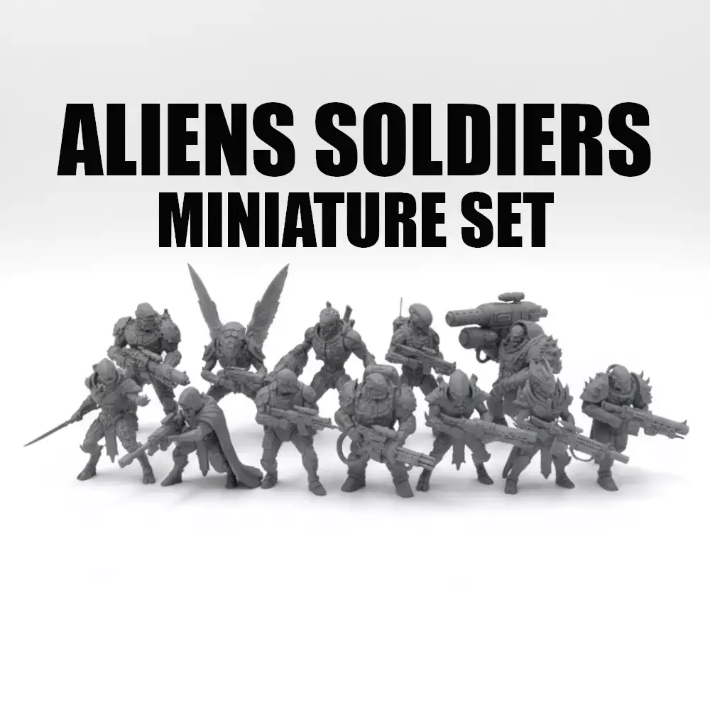 Alien Soldiers Miniatures Set  Sci Fi Army STL Pack 3D print model