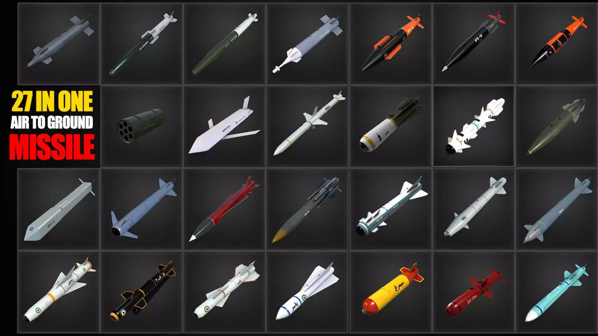 Air to ground missile and bomb lowpoly package Low-poly 3D model