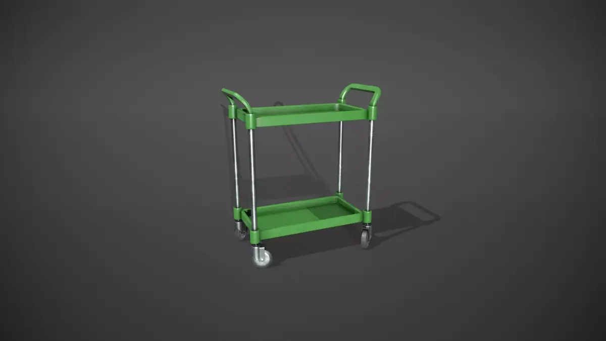 Green Service Cart Low-poly 3D model