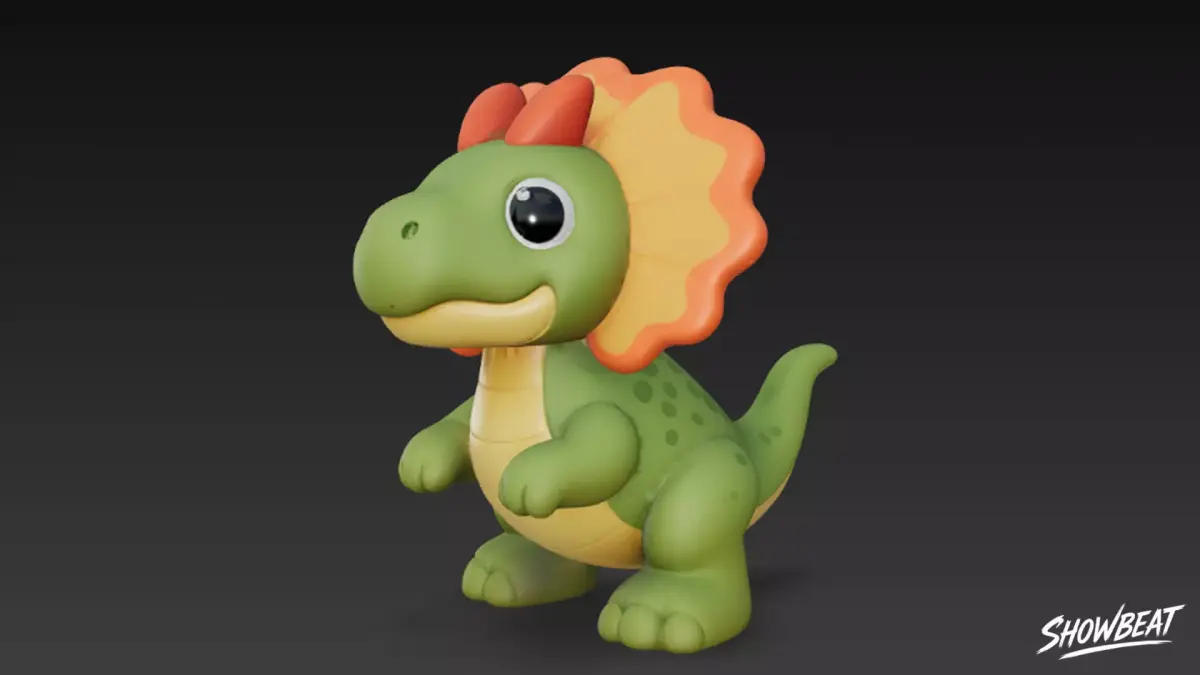 Cartoon Plush Dilophosaurus Low-poly 3D model
