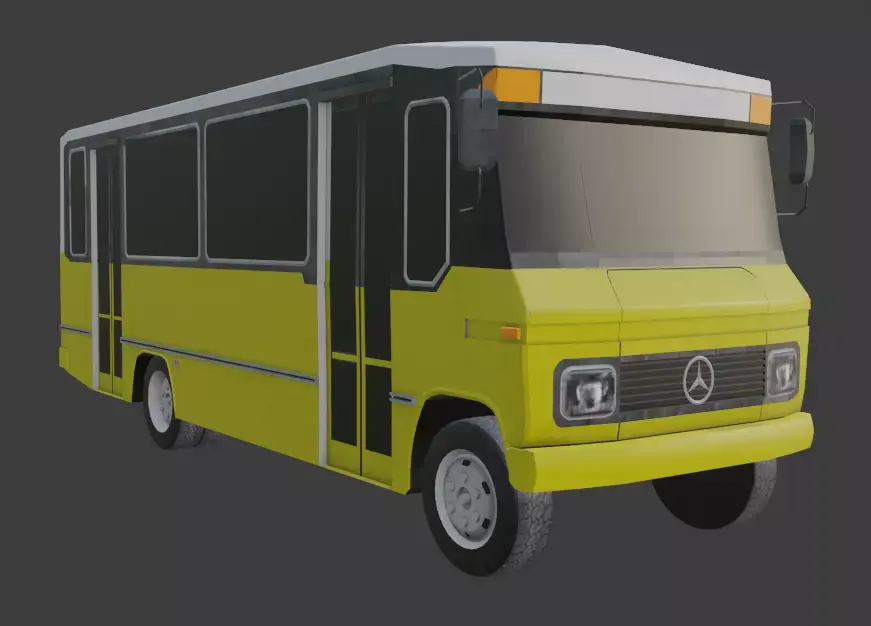 90s Minibus  Low-poly 3D model