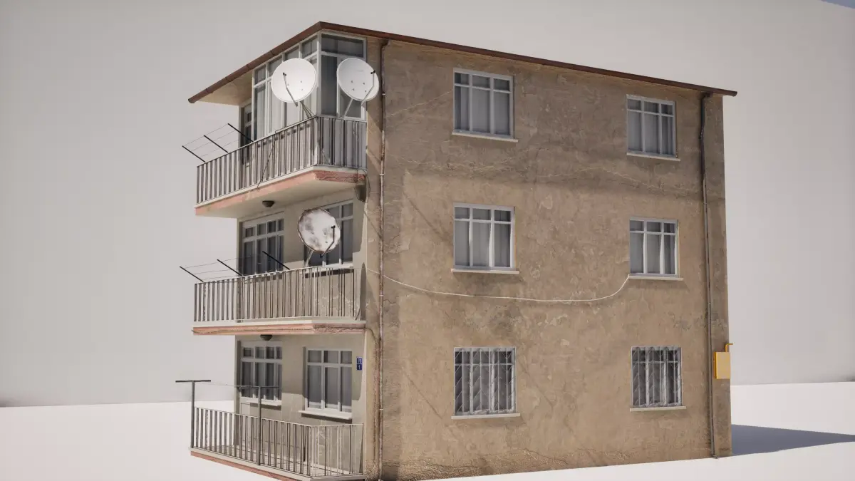 Turkish Building Apartment Blocks Low-poly 3D model