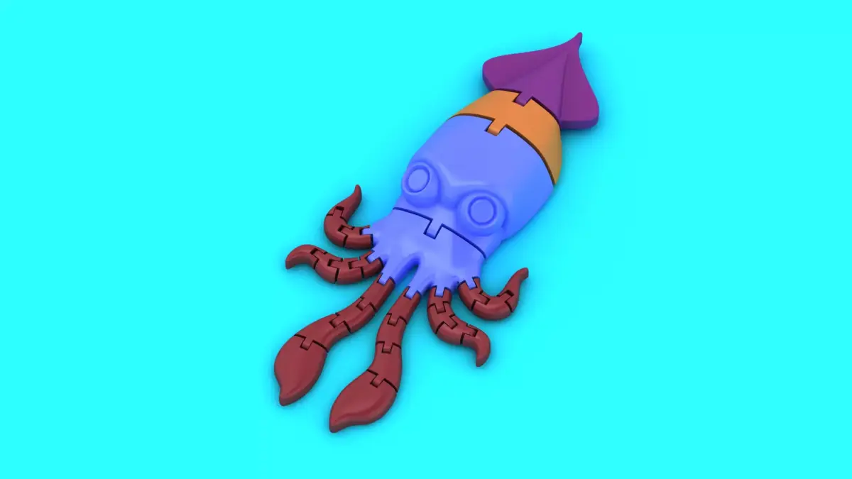 Rocket Squid Character  Cute Sci-Fi 3D Printable Cartoon Figure 3D print model