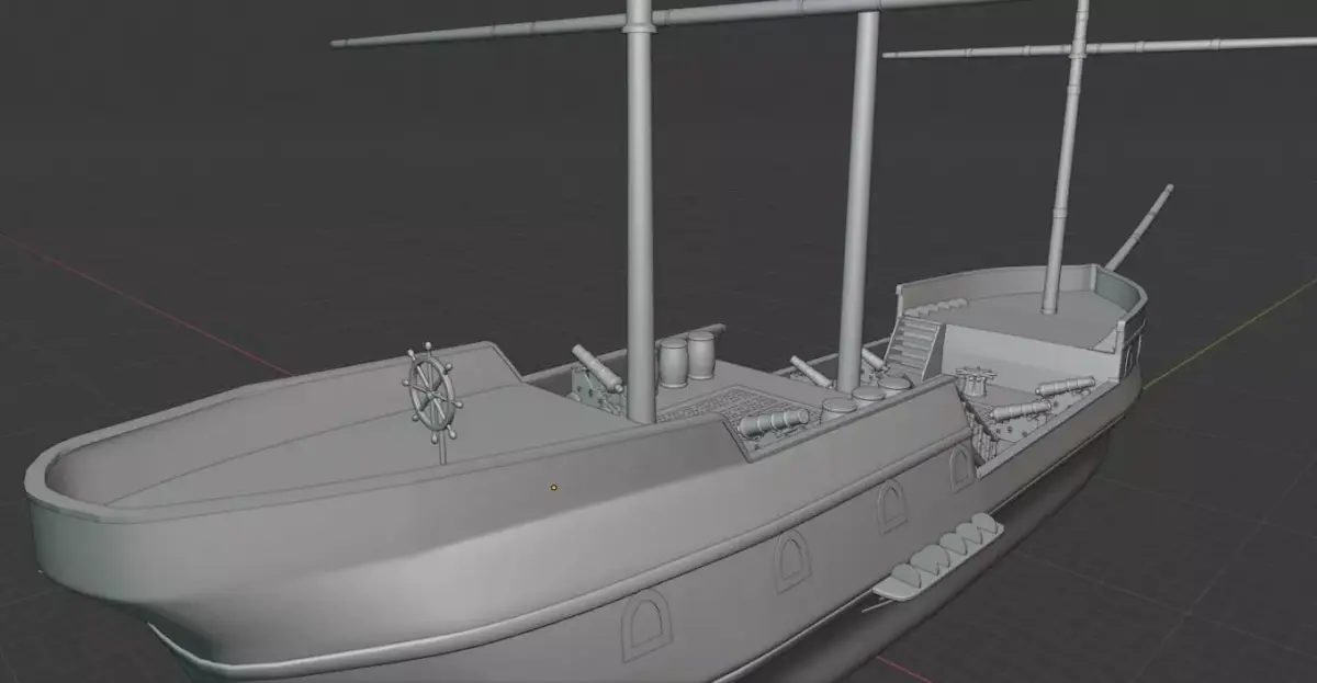 Galleon BattleShip Low-poly 3D model