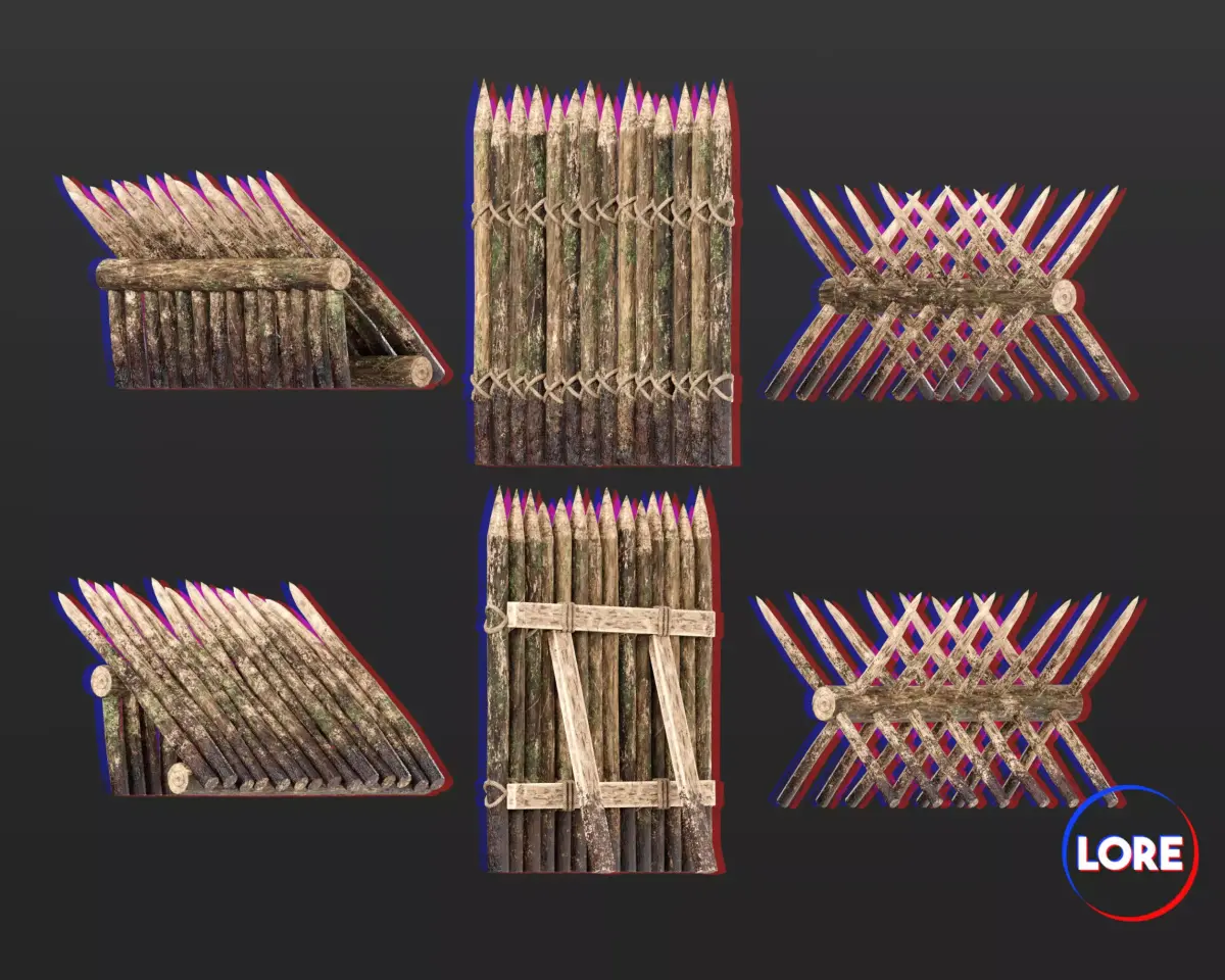 Medieval Collection Defense Spiked Walls 3D Model Pack purchase