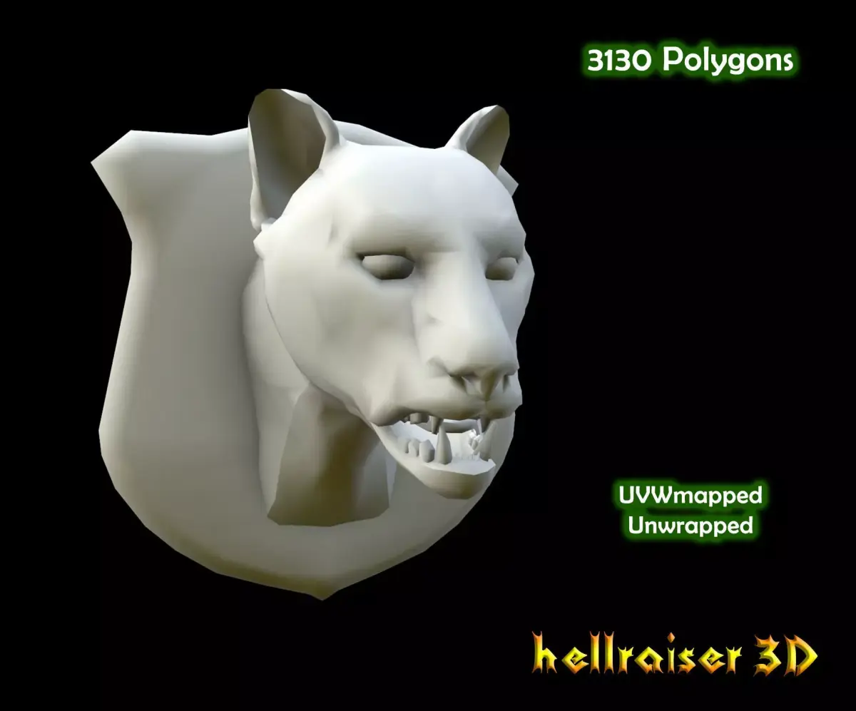 Cougar Head Low-poly 3D model
