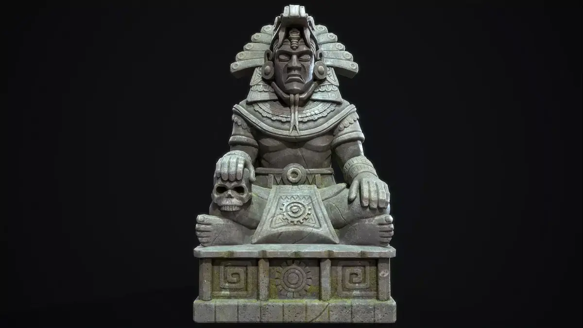 Statue Aztec Quetzalcoatl God Low-poly 3D model
