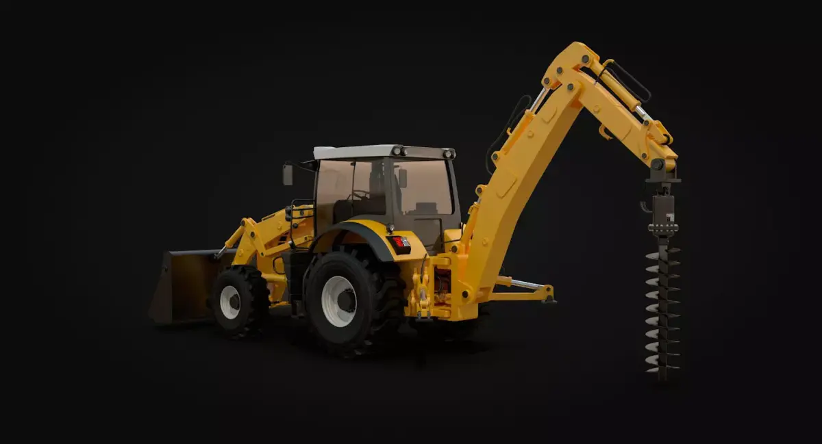 Backhoe Earth Auger 3D model