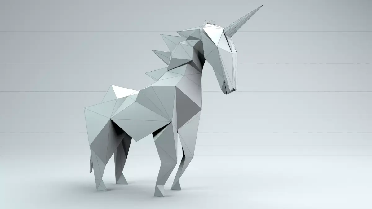 Origami Unicorn Low-poly 3D model