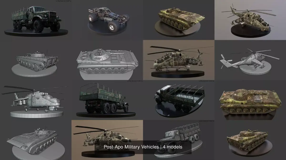 Post-Apo Military Vehicles 3D Model Pack