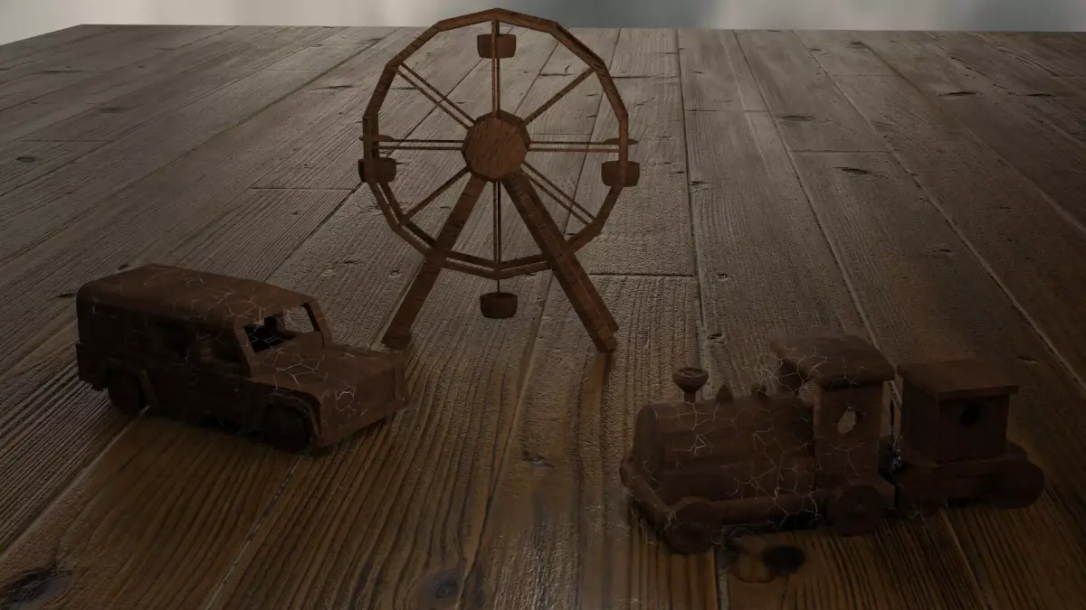abandoned wooden toys Low-poly 3D model