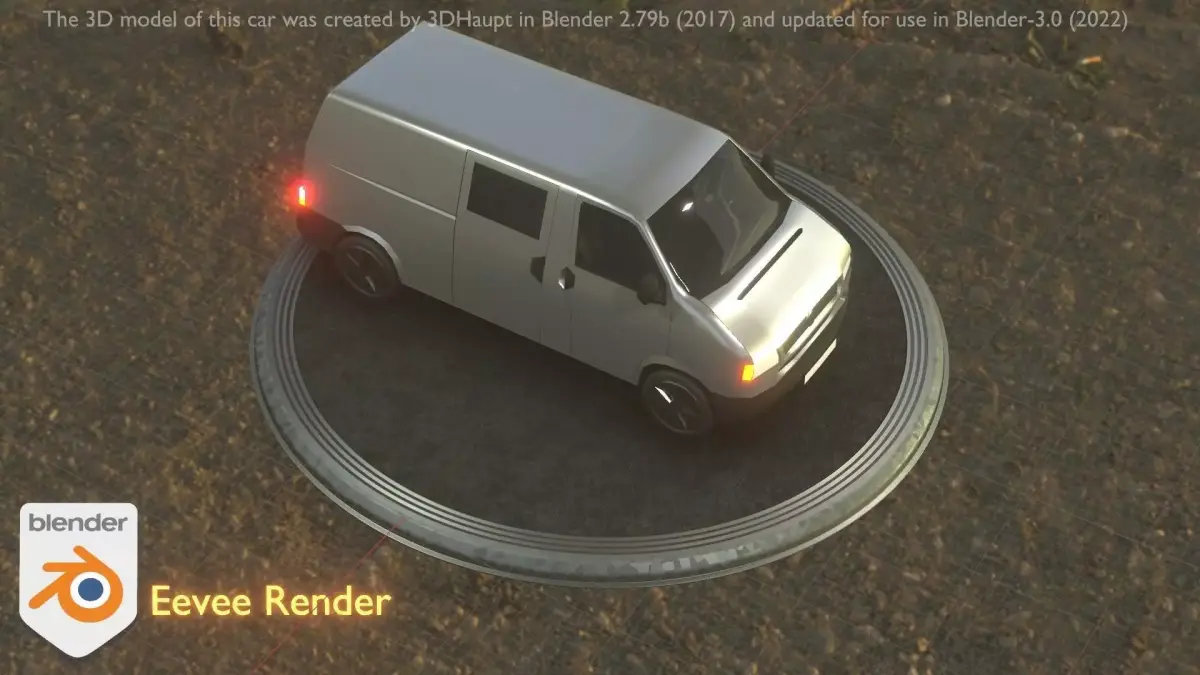 City Car 68 Commercial Transporter Type-C Silver Low-poly 3D model