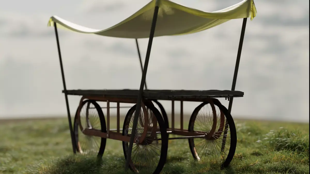  model wooden stall thela  grass models Free 3D model