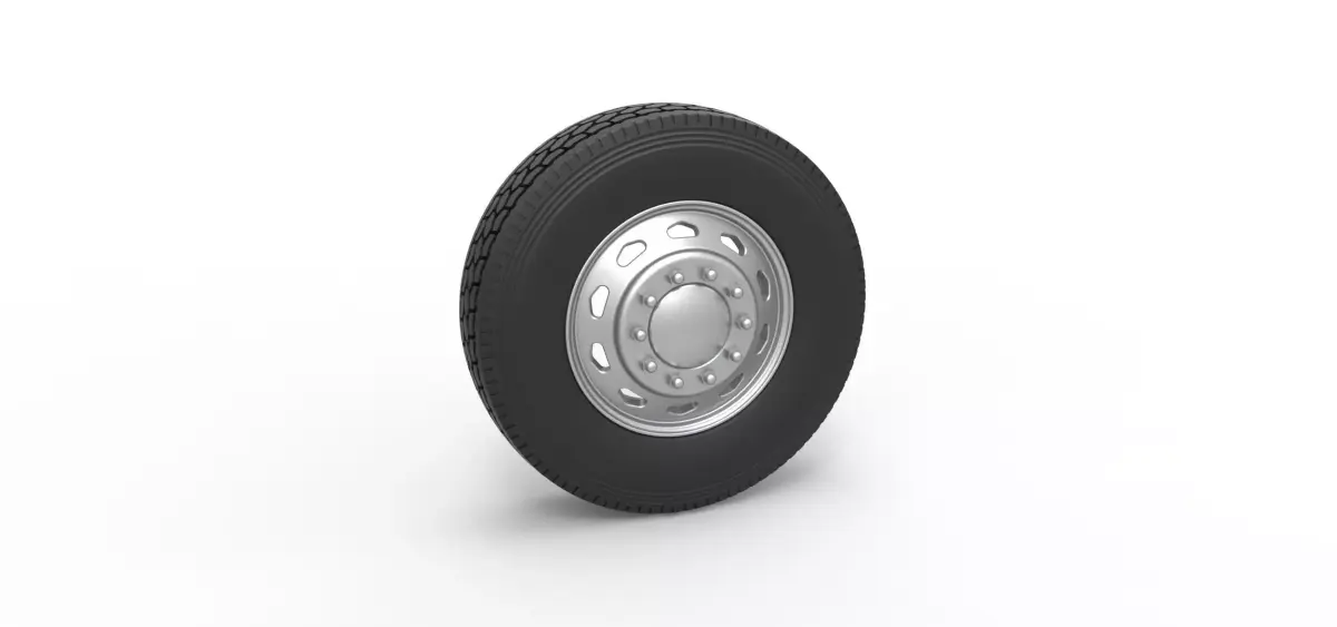 10 Triangular Hole Front wheel of semi truck V2 Scale 1 to 25 3D print model