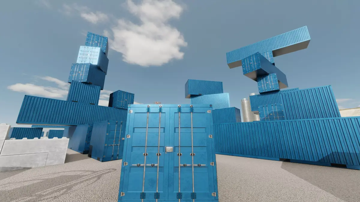 Shipping Container gentian blue all version 3D Model Pack