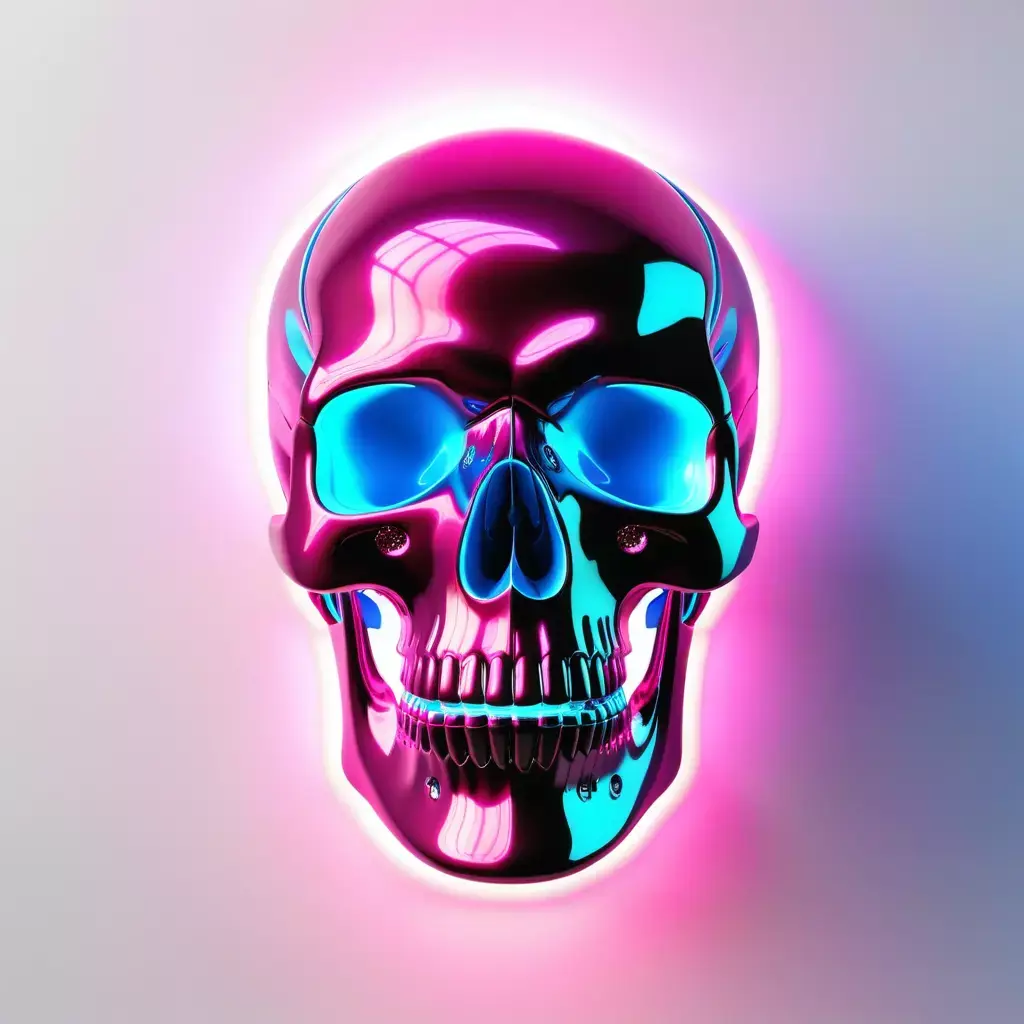 Neon Skull Sign Tube 3D model