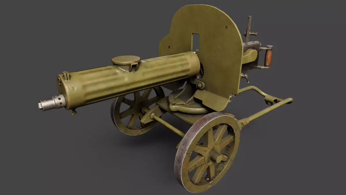 Maxim M1910 - Historic Heavy Machine Gun Low-poly 3D model
