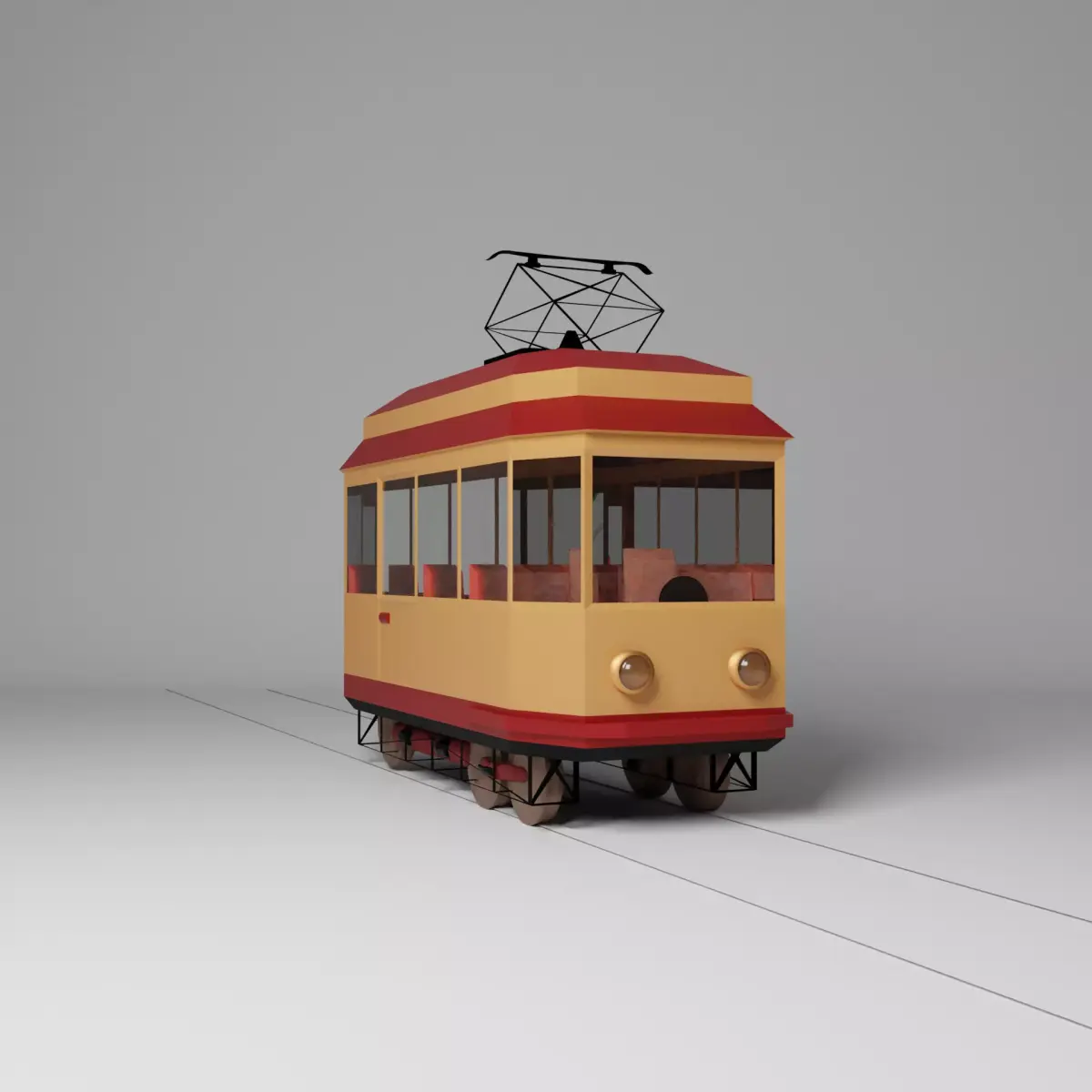 low poly old school tram Free 3D model