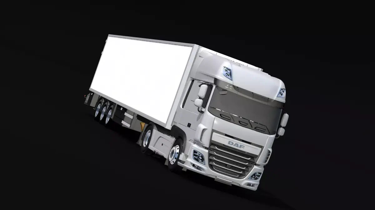 2018 DAF 106 XF EURO 6 4X2 Cold Store Trailer Low-poly 3D model