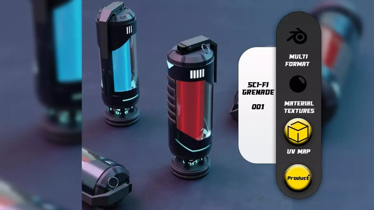 Sci-Fi Grenade 001 Low-poly 3D model
