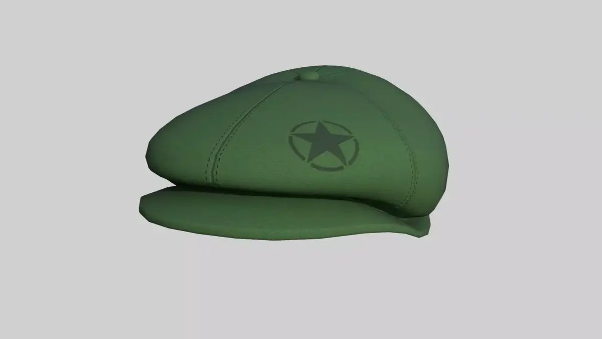 Newsboy Hat 06 Green Military - Character Fashion Design Low-poly 3D model
