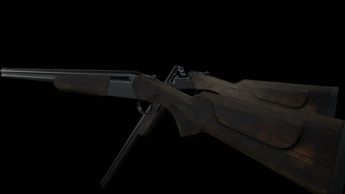 Double-barrel shotgun Low-poly 3D model