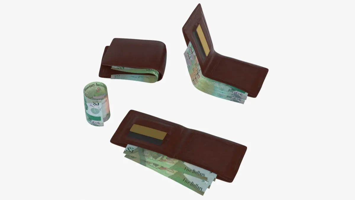 Cayman Islands British 5 Dollar Wallet Money Purse 3D model