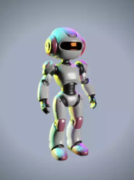 Cartoon Female Robot Character - Stylized 3D Model in T-Pose Low-poly 3D model